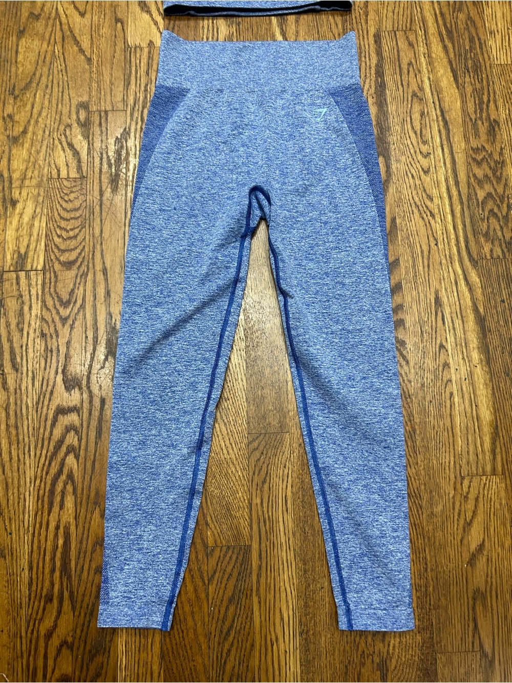 Gymshark Seamless Blue Marl Two-Piece Workout Set Sports Bra & Leggings Medium - Picture 3 of 9